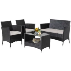 Tangkula 4PCS Outdoor Sofa Set Patio Rattan Wicker Conversation Set W/ Coffee Table -Tangkula Shop GUEST e3c081b3 7549 4b11 8286 51801d784c0d