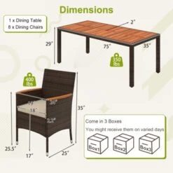 Tangkula 9 Pieces Patio Dining Set For 8 Outdoor Rectangular Acacia Wood Table And PE Rattan Chairs With Umbrella Hole -Tangkula Shop GUEST e3d94d17 b2b7 4211 a683 f96dc38e6453
