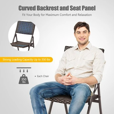 Tangkula 2 PCS Folding Rattan Patio Chairs - Outdoor Wicker Dining 5 Tangkula 2 PCS Folding Rattan Patio Chairs - Outdoor Wicker Dining - Image 5