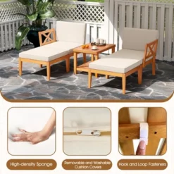 Tangkula 5 Pieces Patio Lounge Chair Set W/Ottomans Acacia Wood Patio Conversation Set W/Cushions Coffee Table Modular Outdoor Lounge Sofa Set 16 Tangkula 5 Pieces Patio Lounge Chair Set W/Ottomans Acacia Wood Patio Conversation Set W/Cushions Coffee Table Modular Outdoor Lounge Sofa Set -Tangkula Shop GUEST e45adc49 30f5 44a6 8434 ecaf27a1a0e6