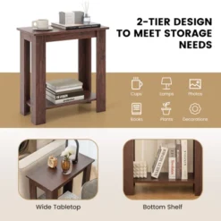 Tangkula 2pcs Wood End Table 2-tier Rectangular Side Table Home Accent Table W/ Storage Shelf Small Night Stands Sofa Side Coffee Table Mahogany/White -Tangkula Shop GUEST e4796475 1d0d 4bba bbb6 bf83229027ff 1