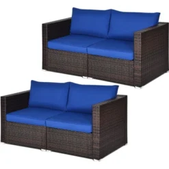 Tangkula 4PCS Rattan Corner Sofa Set Patio Outdoor Furniture Set W/ Navy Cushions 17 Tangkula 4PCS Rattan Corner Sofa Set Patio Outdoor Furniture Set W/ Navy Cushions -Tangkula Shop GUEST e498eb53 1be3 4988 bd29 a06d4cbf26f1