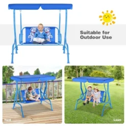 Tangkula Kids Blue Patio Porch Swing with Safety Belt and Adjustable Canopy -Tangkula Shop GUEST e4b0a5e2 12a5 4663 8651 edd2a043fd9d