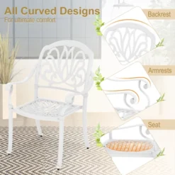 Tangkula Set Of 2 Cast Aluminum Patio Dining Chairs Stackable Outdoor Dining Chairs With Armrests Outdoor Bistro Chairs White 14 Tangkula Set Of 2 Cast Aluminum Patio Dining Chairs Stackable Outdoor Dining Chairs With Armrests Outdoor Bistro Chairs White -Tangkula Shop GUEST e4cbd15d 82be 4712 92ab 4a3cc0348d99