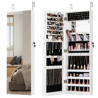 Tangkula 43.5" Jewelry Mirror Cabinet W/ Full-length Mirror & Interior Makeup Mirror 12 Tangkula 43.5" Jewelry Mirror Cabinet W/ Full-length Mirror & Interior Makeup Mirror - Image 12