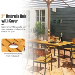 Tangkula 55” Patio Dining Table 6 People Acacia Wood Dining Table With Slatted Tabletop U-shaped Frame Adjustable Foot Pads 13 Tangkula 55” Patio Dining Table 6 People Acacia Wood Dining Table With Slatted Tabletop U-shaped Frame Adjustable Foot Pads -Tangkula Shop GUEST e4fe2249 afcc 4ce2 99fc d4d17b7c61b4