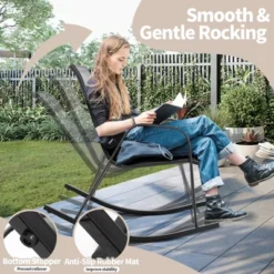 Tangkula 4pcs Patio Rocking Chair Heavy-Duty Metal Rocker Outdoor Anti-Slip Gray -Tangkula Shop GUEST e51e89ad b373 4fb8 a5f5 92a0388bfacd