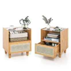 Tangkula 2PCS Bamboo Rattan Nightstand Boho Bedside End Table W/ Drawer Wood Legs 19 Tangkula 2PCS Bamboo Rattan Nightstand Boho Bedside End Table W/ Drawer Wood Legs -Tangkula Shop GUEST e553eba1 7dc9 4e5e 9b08 e9ffa9ba0f1b