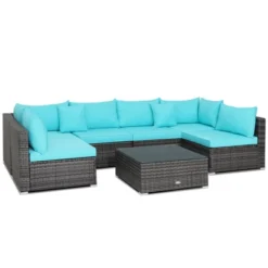 Tangkula 7PCS Patio Rattan Sectional Sofa Set Outdoor Furniture Set W/ Cushions -Tangkula Shop GUEST e56b0766 9f27 4e4e 8713 efe8a5b27074
