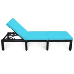 Tangkula Adjustable Rattan Patio Chaise Lounge Chair Couch W/ Turquoise Cushion -Tangkula Shop GUEST e587f996 c123 49d4 8bbf f719c2536ddf