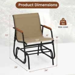 Tangkula Patio Glider Chair W/ Curved Teak Armrests & Breathable Fabric Seat Outdoor -Tangkula Shop GUEST e58cff0b 0039 4a7e b4f9 543656068f11