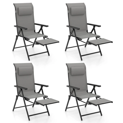Tangkula Folding Patio Chairs Set Of 4 Lounge Chairs W/ 10-Level Adjustable Backrests 10 Tangkula Folding Patio Chairs Set Of 4 Lounge Chairs W/ 10-Level Adjustable Backrests - Image 10