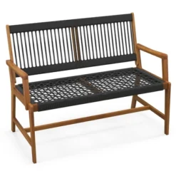 Tangkula Patio 2-Person Acacia Wood Bench with All-Weather Rope Weaving 17 Tangkula Patio 2-Person Acacia Wood Bench with All-Weather Rope Weaving -Tangkula Shop GUEST e62464cf 842a 4c9a 88ad d40f88c7953d