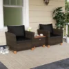 Tangkula 3-Piece Outdoor PE Wicker Bistro Set with Cushions & Storage Table