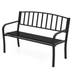 Tangkula 50-Inch Metal Garden Bench with Slatted Backrest and Curved Armrests 18 Tangkula 50-Inch Metal Garden Bench with Slatted Backrest and Curved Armrests -Tangkula Shop GUEST e6850773 3f59 4184 9d38 e1c19401d04c