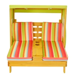Tangkula Kids Patio Double Chaise Lounge Outdoor Wooden Recliner W/Canopy & Cup Holder -Tangkula Shop GUEST e6ab1a79 142d 46fd b682 db5183558c4e