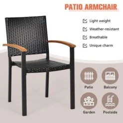 Tangkula Patio Rattan Dining Armchair Set of 4 – Wicker Chairs with Acacia Wood Armrests -Tangkula Shop GUEST e6b9ecf0 c458 4608 b3b4 e49a9ec6dc9f