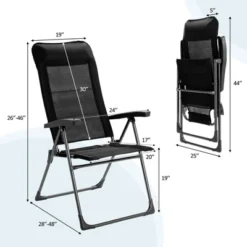 Tangkula 4PCS Outdoor Patio Folding Dining Chairs with 7-Position Recline & Headrest