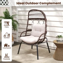 Tangkula PE Wicker Egg Chair Patio Cocoon Lounger W/ Comfortable Cushions & Metal Frame -Tangkula Shop GUEST e71eb7cc 857a 4da3 93e0 6d13ca01a29a