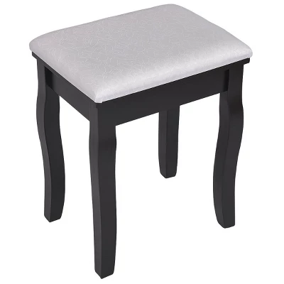 Tangkula Mirrored Dressing Table Wooden Vanity Makeup Unit W/ Cushioned Stool 2 Tangkula Mirrored Dressing Table Wooden Vanity Makeup Unit W/ Cushioned Stool - Image 2