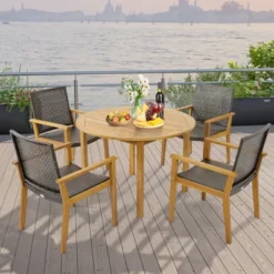 Tangkula Outdoor Rattan Chair Set Of 4 Patio PE Wicker Dining Chairs W/ Sturdy Acacia Wood Frame 11 Tangkula Outdoor Rattan Chair Set Of 4 Patio PE Wicker Dining Chairs W/ Sturdy Acacia Wood Frame -Tangkula Shop GUEST e753e50a 197b 4051 bd5f fe4ba459061a