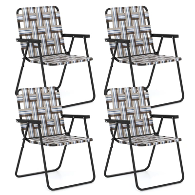 Tangkula Set of 4 Folding Webbed Lawn Chairs with Heavy-Duty Metal Frame 7 Tangkula Set of 4 Folding Webbed Lawn Chairs with Heavy-Duty Metal Frame - Image 7