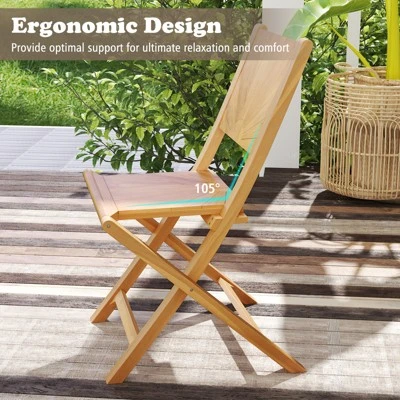 Tangkula 2 PCS Folding Patio Chairs W/ Inclined Backrest Teak Wood Outdoor Dining Chairs 6 Tangkula 2 PCS Folding Patio Chairs W/ Inclined Backrest Teak Wood Outdoor Dining Chairs - Image 6