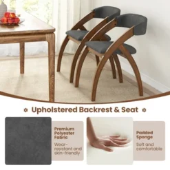 Tangkula Dining Chair Set Of 2 W/ Padded Cushion Curved Back Arched Rubber Wood Legs -Tangkula Shop GUEST e8357f5b ae44 4cbd 9af2 5d2177ff7a80