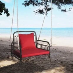 Tangkula Single Person Hanging Swing Outdoor Hanging Seat W/ Back Cushion & Seat Cushion -Tangkula Shop GUEST e89d59d4 bd00 472d bcad 13bf3642623c