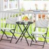 Tangkula 3-Piece Outdoor Rattan Bistro Set – Foldable Wicker Table and Chairs