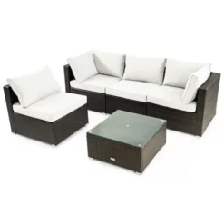 Tangkula 5-Piece Modular Rattan Patio Furniture Set with Cushioned Sofa and Coffee Table 23 Tangkula 5-Piece Modular Rattan Patio Furniture Set with Cushioned Sofa and Coffee Table -Tangkula Shop GUEST e956eea4 e18a 40a3 82cc 3774e994fd20