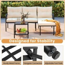 Tangkula 3-Piece L-Shaped Outdoor Rattan Sectional Sofa Set with Coffee Table -Tangkula Shop GUEST e96fbaf5 f760 47a0 b688 26f8d36028d0