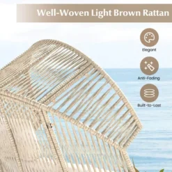 Tangkula Wicker Stationary Egg Chair with Heavy-Duty Metal Frame & Plush Cushions