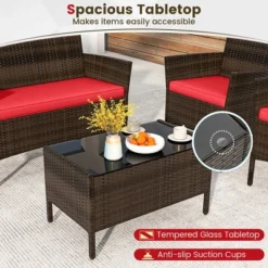 Tangkula 8 Piece Patio Rattan Conversation Set Outdoor Wicker Furniture Set With Chair Loveseat & Tempered Glass Table Cozy Seat Cushions -Tangkula Shop GUEST e99d2988 802c 43ee afd2 23e829526408