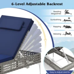 Tangkula Set of 2 PE Wicker Patio Chaise Lounges with 6-Level Adjustable Backrest 8 Tangkula Set of 2 PE Wicker Patio Chaise Lounges with 6-Level Adjustable Backrest -Tangkula Shop GUEST ea2f198b b487 40e2 9b17 045e4f335180