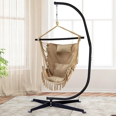 Tangkula Hammock Chair with Soft Pillow Cushions and Hanging Rope Swing 2 Tangkula Hammock Chair with Soft Pillow Cushions and Hanging Rope Swing - Image 2