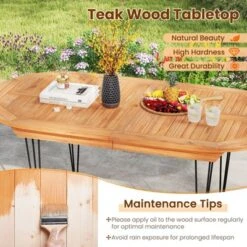 Tangkula 71" Patio Dining Table 6 Person Large Oval Table W/ Teak Wood Tabletop 15 Tangkula 71" Patio Dining Table 6 Person Large Oval Table W/ Teak Wood Tabletop -Tangkula Shop GUEST ea8a9c23 85ca 4d58 9ef9 9141567a8bc9