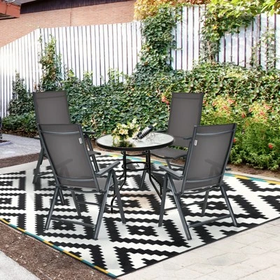 Tangkula 4 Pack Folding Patio Dining Chairs, 7-Position Adjustable Reclining Gray 2 Tangkula 4 Pack Folding Patio Dining Chairs, 7-Position Adjustable Reclining Gray - Image 2