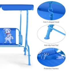 Tangkula Kids Blue Patio Porch Swing with Safety Belt and Adjustable Canopy -Tangkula Shop GUEST eadf6484 9850 4984 90f0 c22d8030b9c5