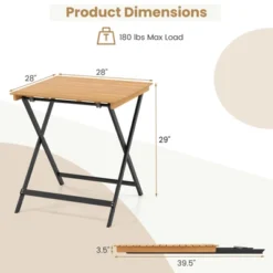 Tangkula 28" Folding Patio Table - Acacia Wood Bistro Dining -Tangkula Shop GUEST eb3595be a4b1 4fa0 b040 1414d47ddbe7