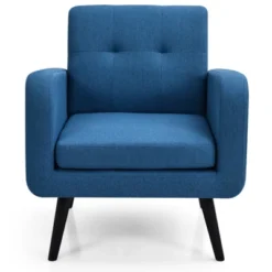 Tangkula Modern Upholstered Accent Chair Linen Fabric Single Sofa With Rubber Wood Leg Grey/ Blue 11 Tangkula Modern Upholstered Accent Chair Linen Fabric Single Sofa With Rubber Wood Leg Grey/ Blue -Tangkula Shop GUEST eb7cbddf 88f1 4710 9b16 b9e530cf2ff7