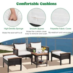 Tangkula 5-Piece Outdoor Rattan Conversation Set with 2-Tier Side Table -Tangkula Shop GUEST eb937b80 3118 45a7 825c 921729fddaca