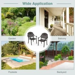 Tangkula 2 Pieces Cast Aluminum Patio Chair Bistro Dining Chair Outdoor Cast Aluminum Chair -Tangkula Shop GUEST eba73e7a d40e 441a b88c ce1b74d6446d