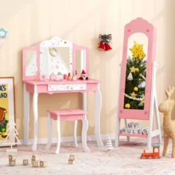 Tangkula Kids Jewelry Armoire Cabinet Freestanding Full Length Dressing Mirror With Large Capacity Pink/White 12 Tangkula Kids Jewelry Armoire Cabinet Freestanding Full Length Dressing Mirror With Large Capacity Pink/White -Tangkula Shop GUEST eba9aa61 1c81 40ae 8375 b428ecfc5b19