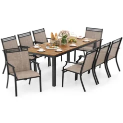 Tangkula 9-Piece Outdoor Patio Dining Set - Large Acacia Wood Table with 8 Chairs -Tangkula Shop GUEST ebe5501c 5412 4cdc b7ad 4fcf242262cc