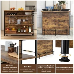 Tangkula Industrial Kitchen Island Bar Table 4-Tier Storage Shelf Drinks Rack Glass Holders 12 Tangkula Industrial Kitchen Island Bar Table 4-Tier Storage Shelf Drinks Rack Glass Holders -Tangkula Shop GUEST ec13f0d6 a4d8 479b bb0c bd262657bb37