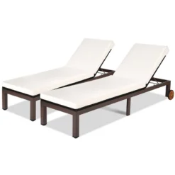 Tangkula 2PCS Patio Adjustable Rattan Recliner Chaise Lounge Chair W/ Cushion Wheels 17 Tangkula 2PCS Patio Adjustable Rattan Recliner Chaise Lounge Chair W/ Cushion Wheels -Tangkula Shop GUEST ec28c773 546c 4aa3 a633 66ba184e0f4a