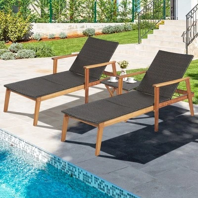 Tangkula 2-Piece Outdoor Lounge Chair and Folding Side Table Set 3 Tangkula 2-Piece Outdoor Lounge Chair and Folding Side Table Set - Image 3