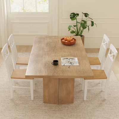 Tangkula Farmhouse Dining Chair Set Of 4 Wooden Kitchen Chair W/ Rubber Wood Frame 1 Tangkula Farmhouse Dining Chair Set Of 4 Wooden Kitchen Chair W/ Rubber Wood Frame