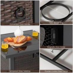 Tangkula 9PCS Furniture Set W/ 32" Fire Pit Table 50,000 BTU Square Propane Fire Pit Patio Turquoise -Tangkula Shop GUEST ec9ba2c6 7d3a 4da1 9d2b 84606272e67a